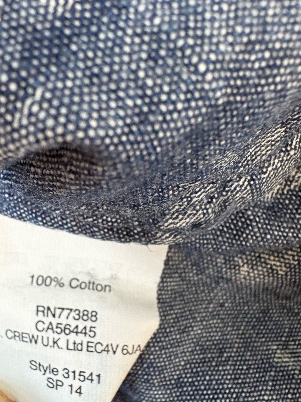 J.Crew Floral Chambray Button Down Shirt Size S Blue White Cotton Blouse 31541 - Picture 5 of 8